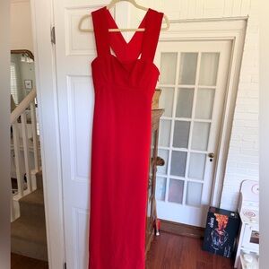 BCBGMaxAzria Red Sleeveless V-Back Gown